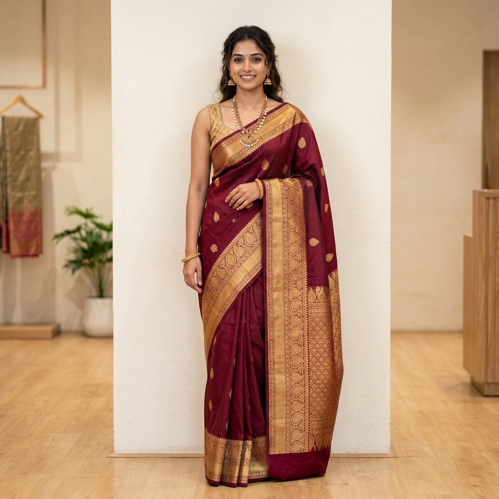 Royal Maroon Kanjeevaram Silk Saree